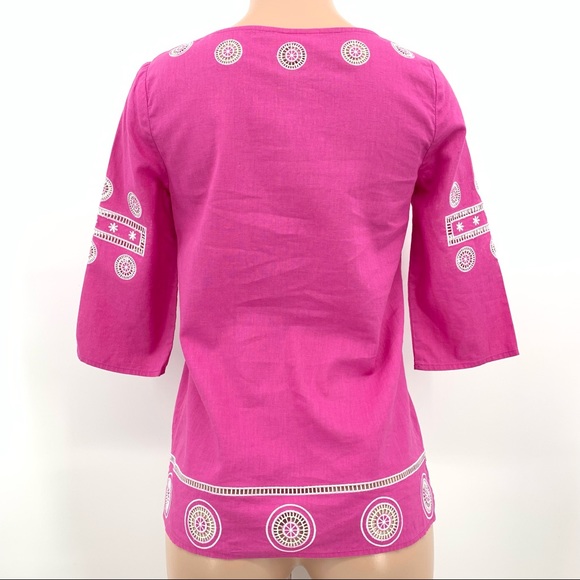 Lilly Pulitzer Linen Blend Pink Embroidered Tunic Top - Picture 2 of 10